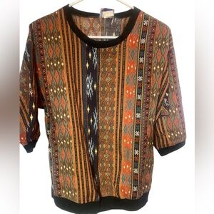 Vtg vintage David peet santa fe 80s 1980s retro ladies cotton top large shirt